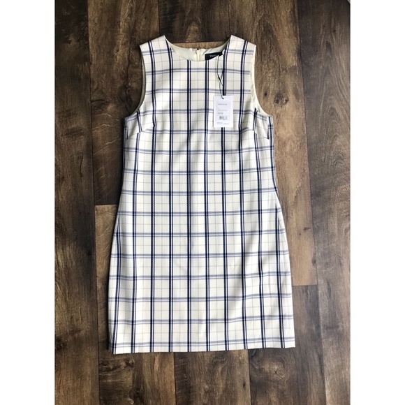 Theory Dresses & Skirts - Theory Adraya Check Stretch Wool Shift Dress Sz 4